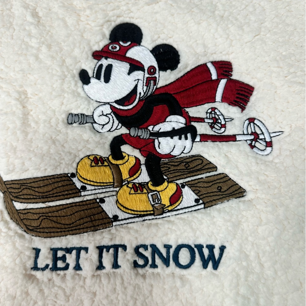 Disney Women's Mickey Mouse Ski Sherpa Quarter-Zip Sweater‎ Pullover Size XS New - Picture 8 of 13